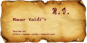Mauer Valér névjegykártya